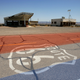 Route 66 with a little bit of artificial patriotism added to its color scheme. Photo credit: David McNew/Getty Images